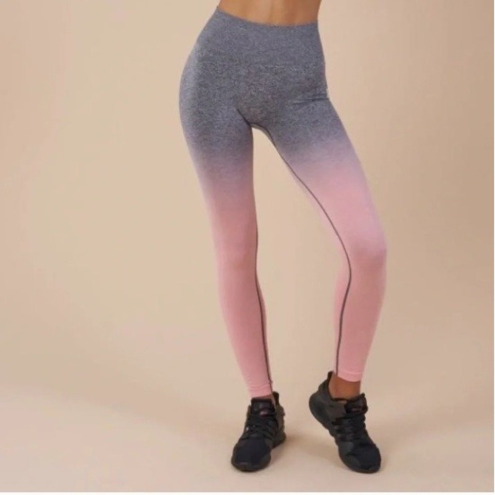 Gymshark Adapt Ombre Seamless Leggings Womens S Grey Pink High Rise Workout Gym